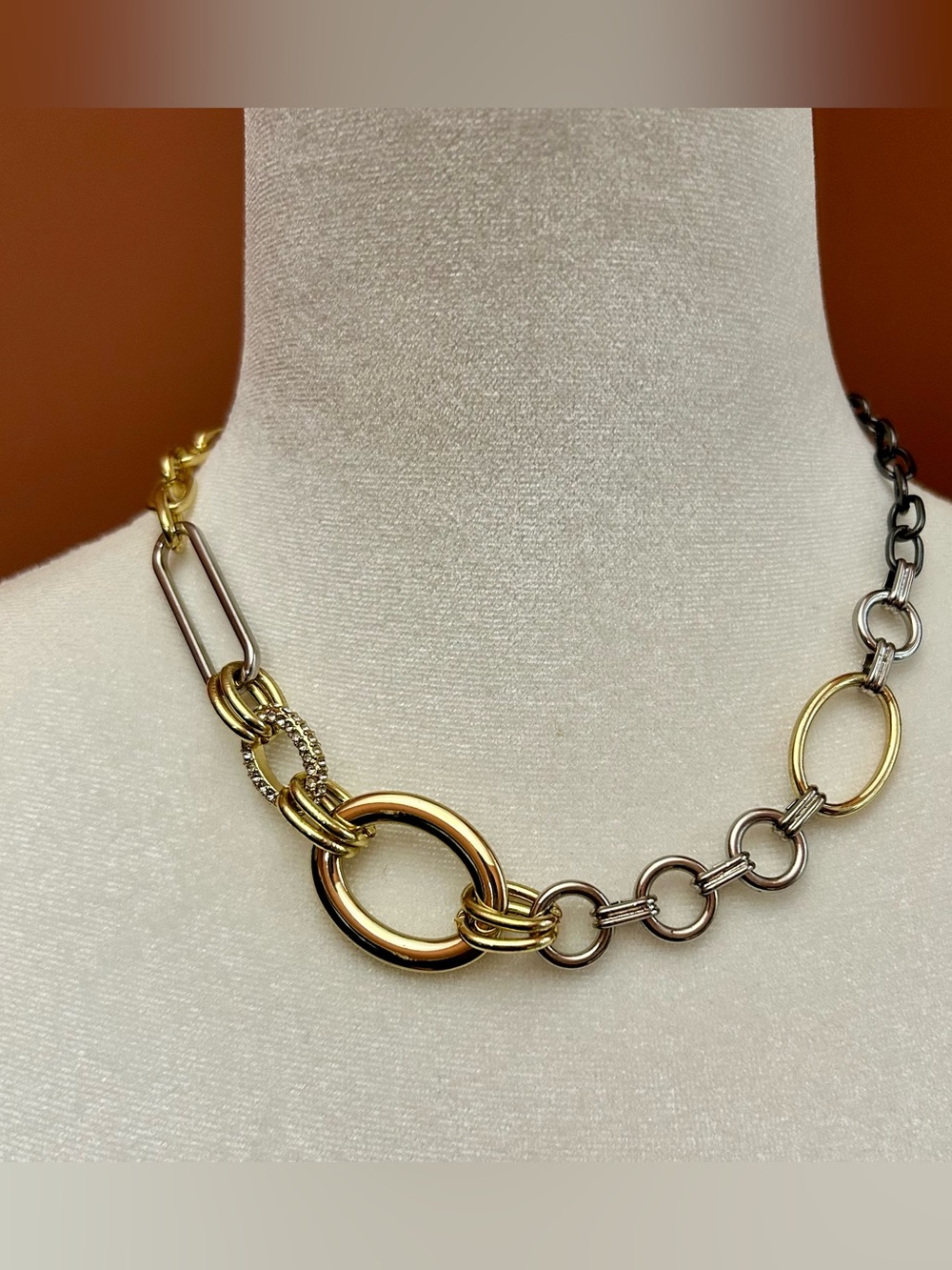 Mixed Metal Gold & Silver Link Necklace - Women Jewelry